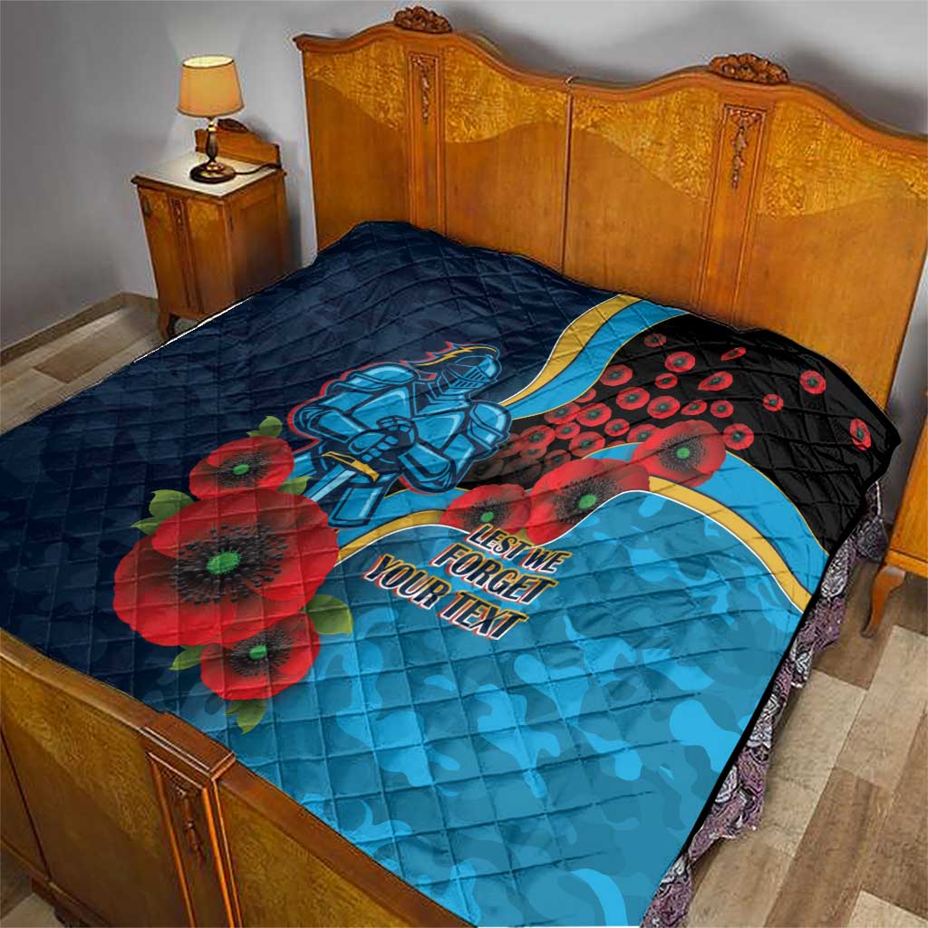 Gold Coast Titans ANZAC Personalised Quilt Lest We Forget Poppy Camo