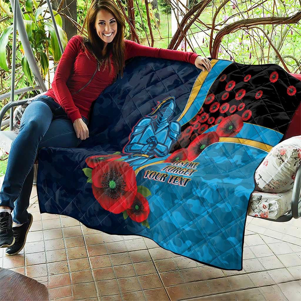 Gold Coast Titans ANZAC Personalised Quilt Lest We Forget Poppy Camo