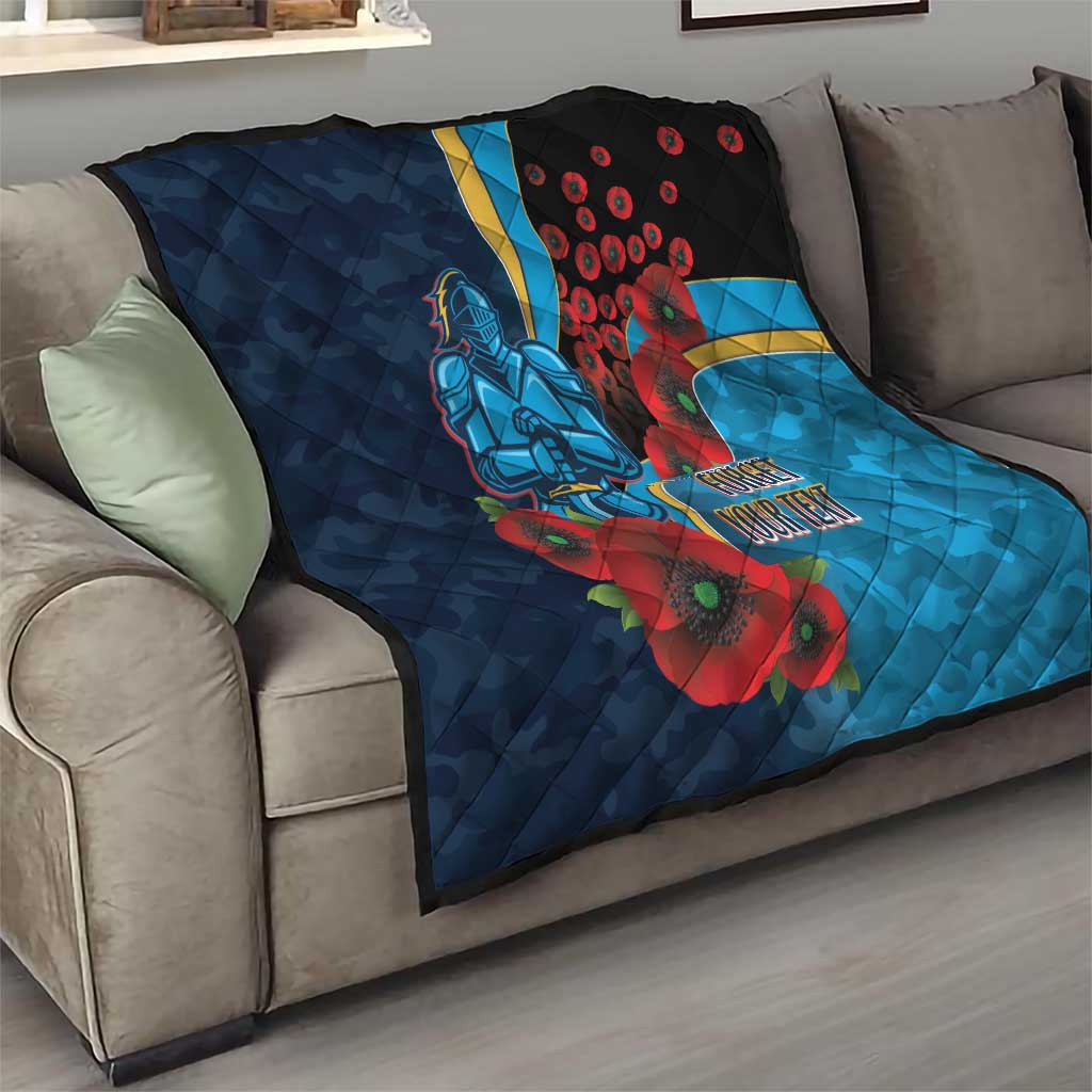 Gold Coast Titans ANZAC Personalised Quilt Lest We Forget Poppy Camo