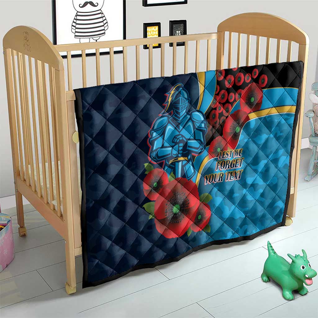 Gold Coast Titans ANZAC Personalised Quilt Lest We Forget Poppy Camo