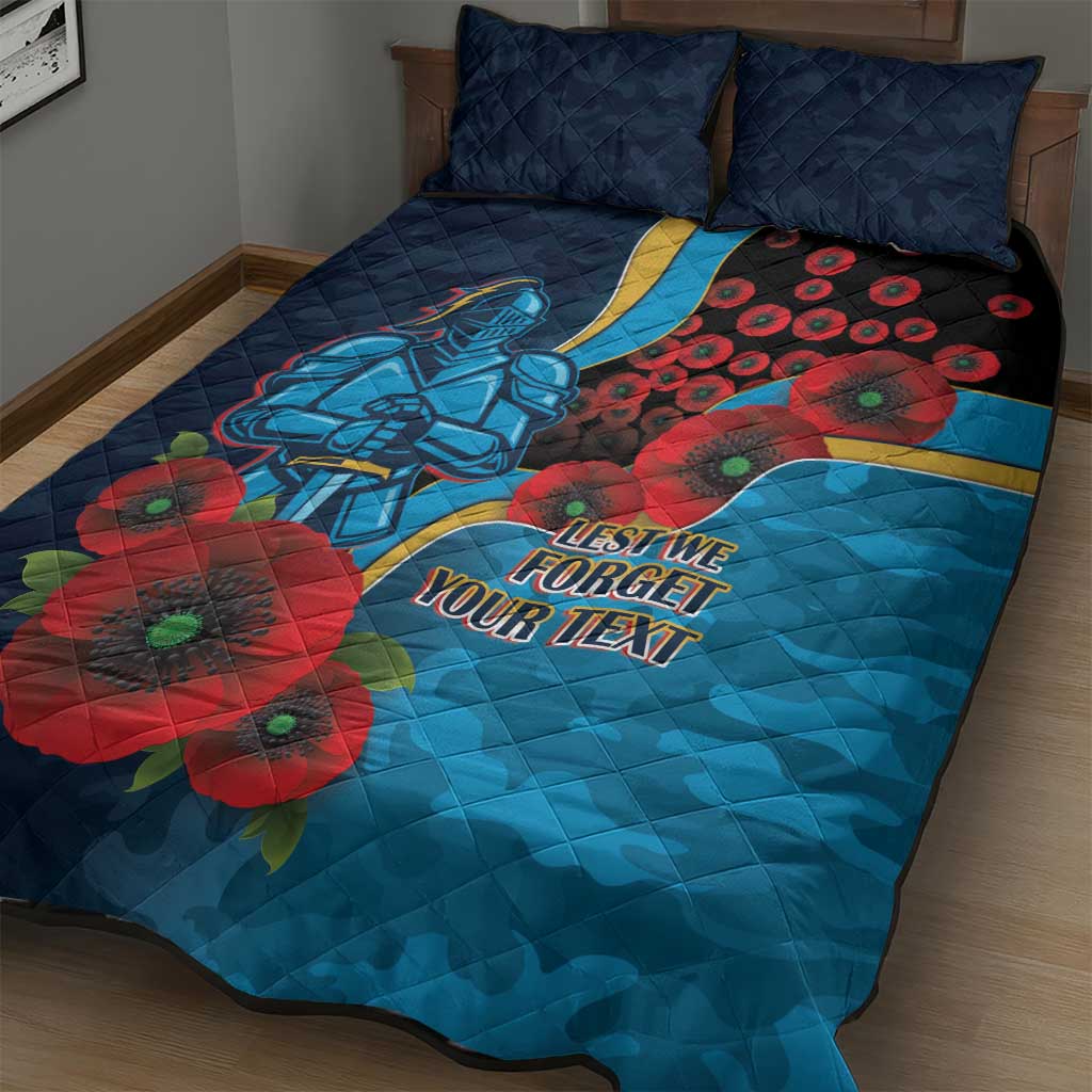 Gold Coast Titans ANZAC Personalised Quilt Bed Set Lest We Forget Poppy Camo