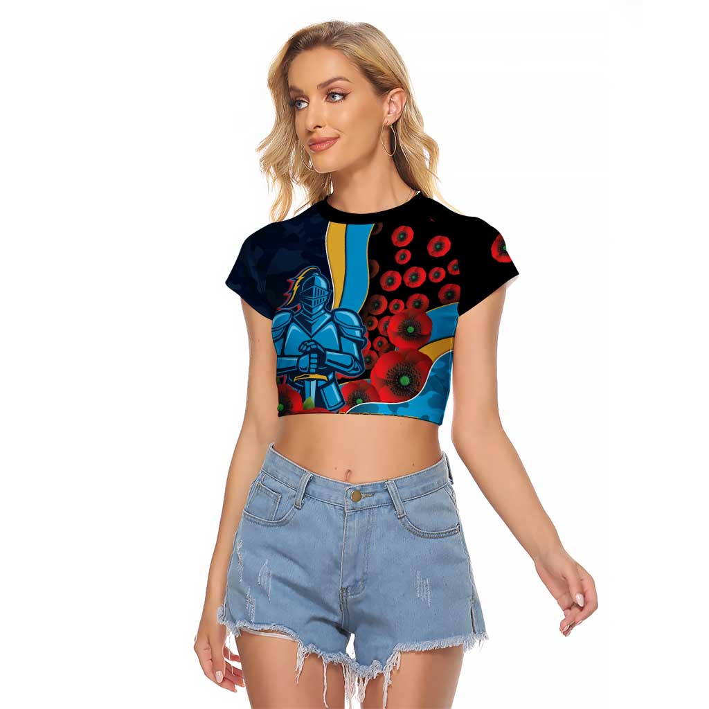 Gold Coast Titans ANZAC Personalised Raglan Cropped T Shirt Lest We Forget Poppy Camo