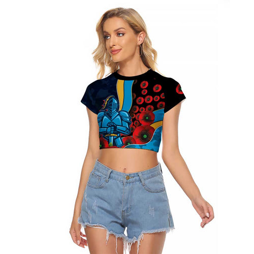 Gold Coast Titans ANZAC Personalised Raglan Cropped T Shirt Lest We Forget Poppy Camo