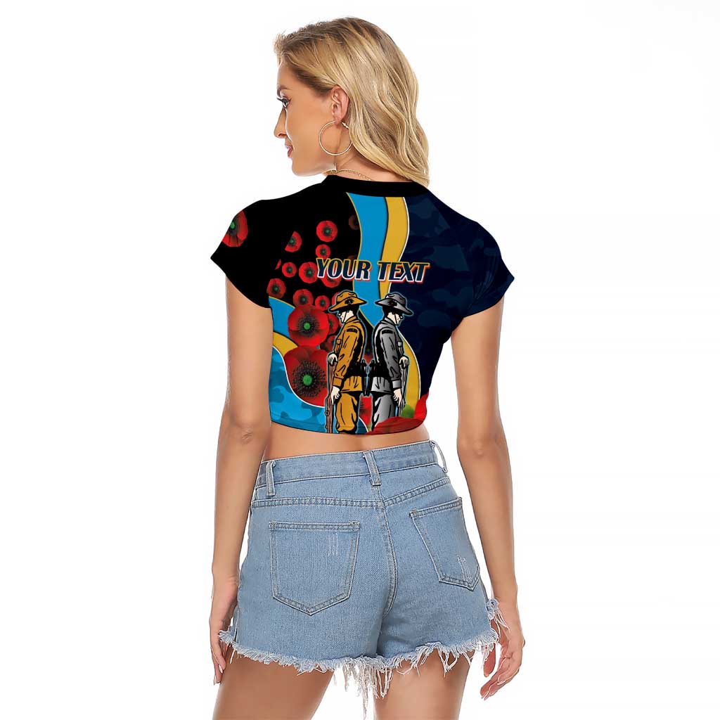 Gold Coast Titans ANZAC Personalised Raglan Cropped T Shirt Lest We Forget Poppy Camo