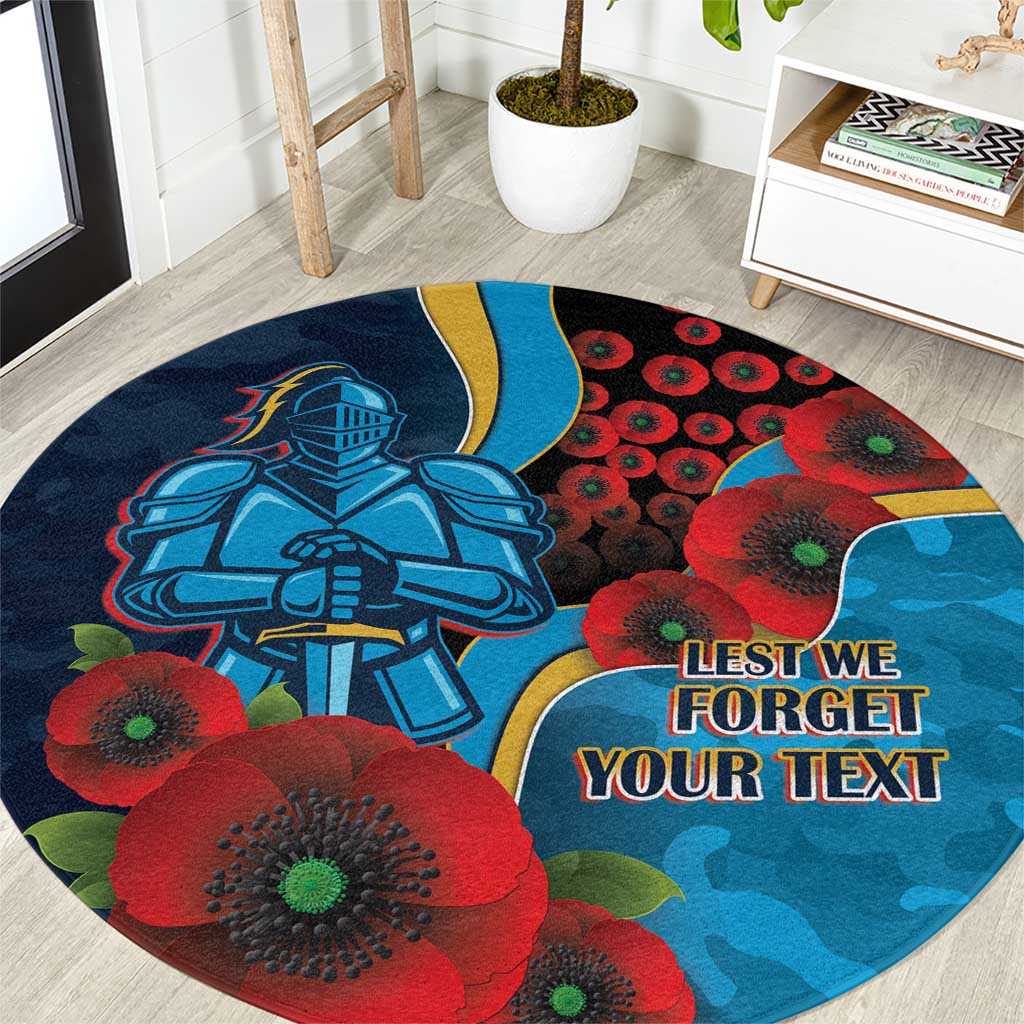 Gold Coast Titans ANZAC Personalised Round Carpet Lest We Forget Poppy Camo