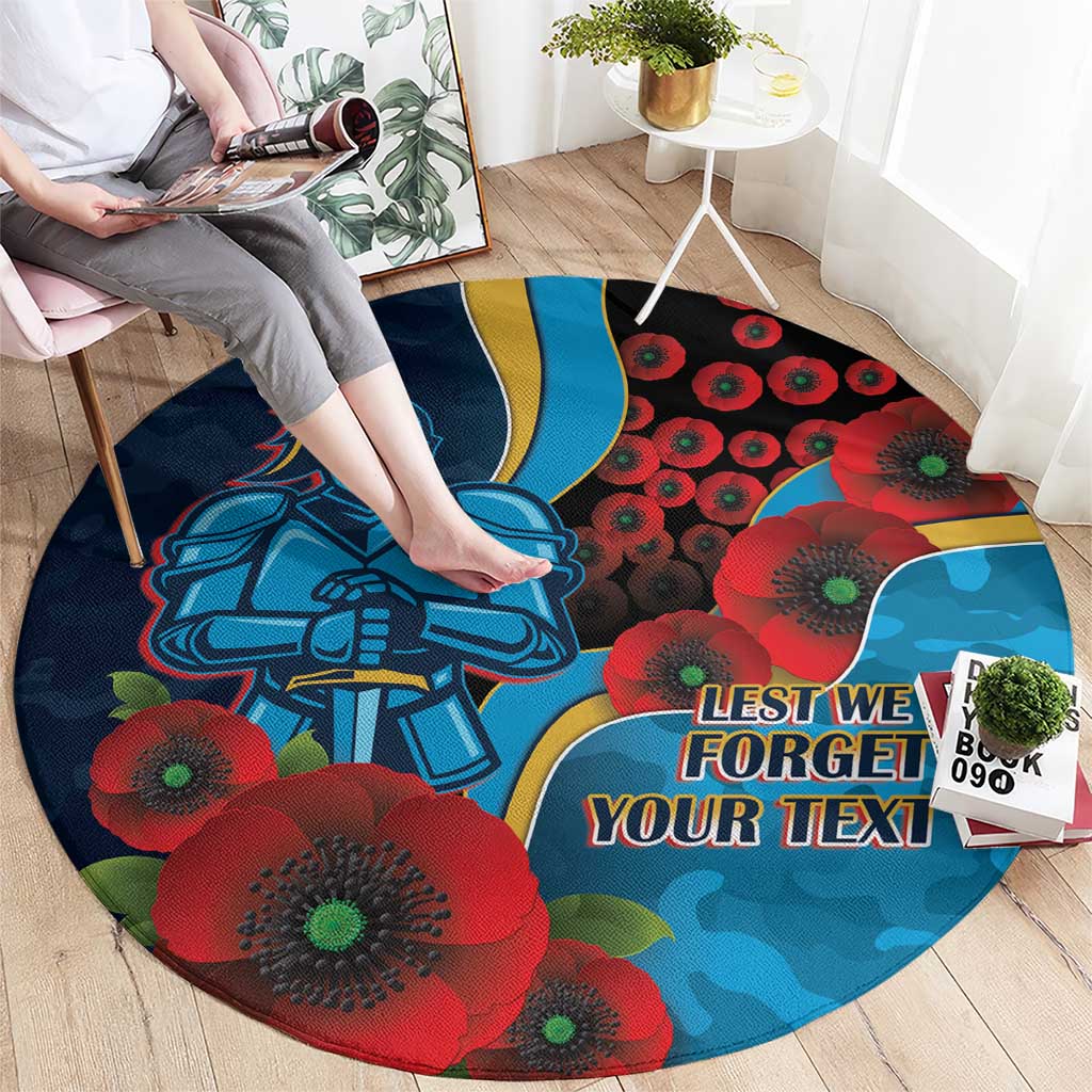 Gold Coast Titans ANZAC Personalised Round Carpet Lest We Forget Poppy Camo