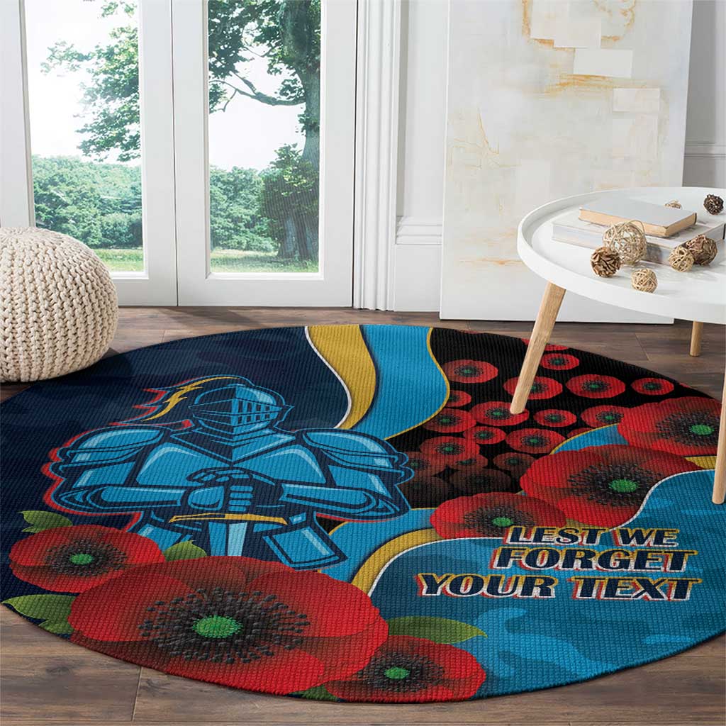 Gold Coast Titans ANZAC Personalised Round Carpet Lest We Forget Poppy Camo