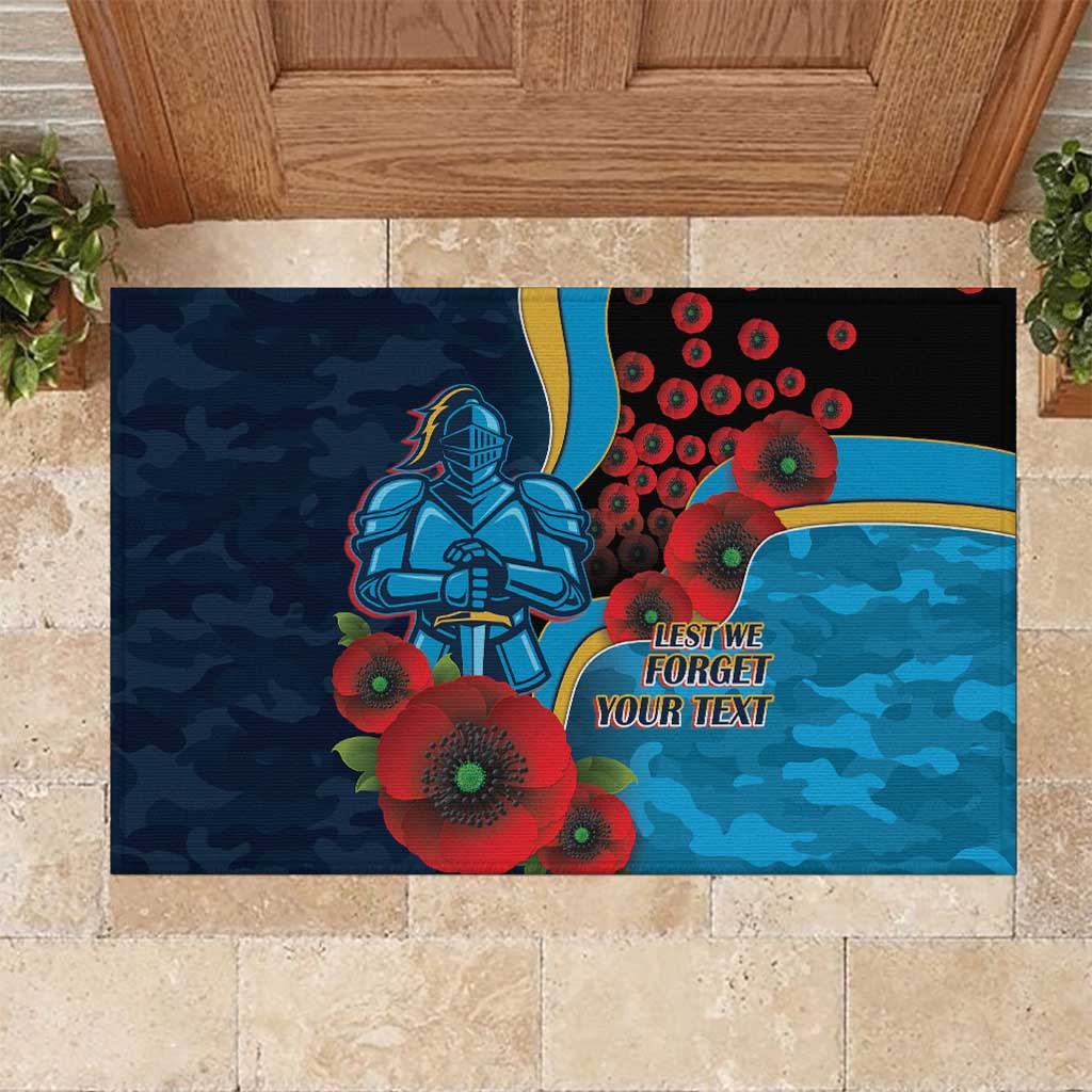 Gold Coast Titans ANZAC Personalised Rubber Doormat Lest We Forget Poppy Camo