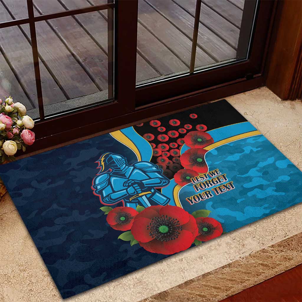 Gold Coast Titans ANZAC Personalised Rubber Doormat Lest We Forget Poppy Camo