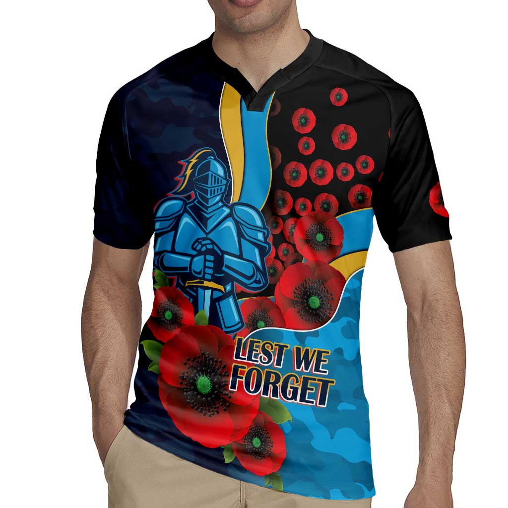 Gold Coast Titans ANZAC Personalised Rugby Jersey Lest We Forget Poppy Camo