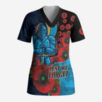 Gold Coast Titans ANZAC Personalised Scrub Top Lest We Forget Poppy Camo