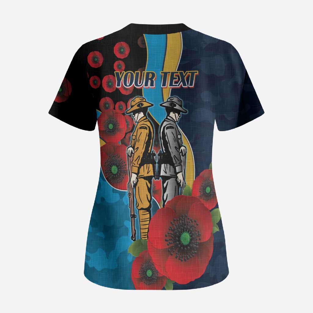 Gold Coast Titans ANZAC Personalised Scrub Top Lest We Forget Poppy Camo