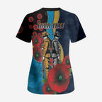 Gold Coast Titans ANZAC Personalised Scrub Top Lest We Forget Poppy Camo