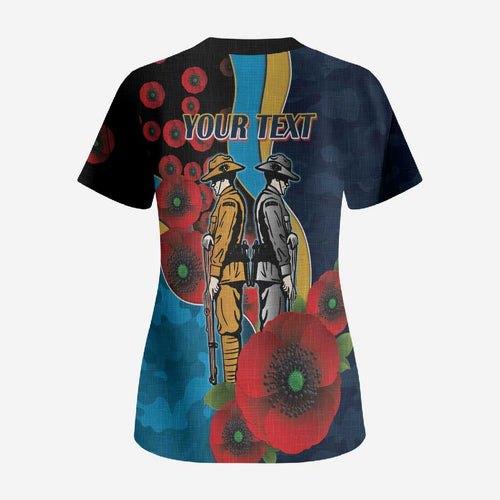 Gold Coast Titans ANZAC Personalised Scrub Top Lest We Forget Poppy Camo