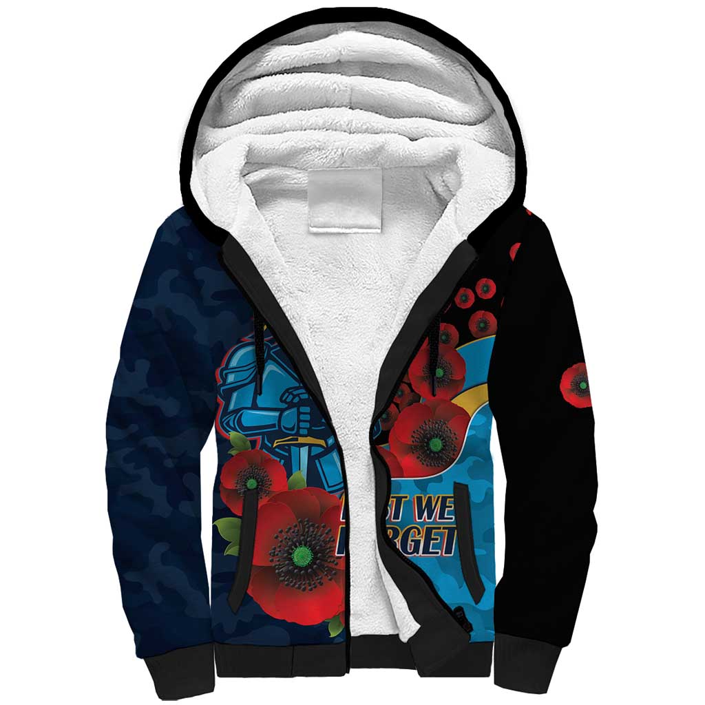 Gold Coast Titans ANZAC Personalised Sherpa Hoodie Lest We Forget Poppy Camo