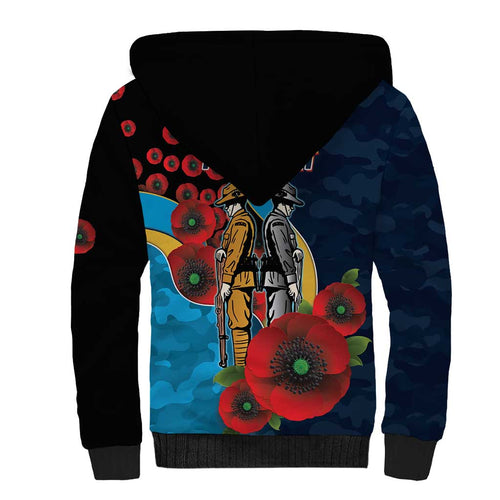 Gold Coast Titans ANZAC Personalised Sherpa Hoodie Lest We Forget Poppy Camo