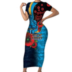 Gold Coast Titans ANZAC Personalised Short Sleeve Bodycon Dress Lest We Forget Poppy Camo