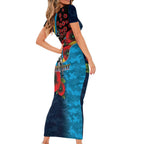 Gold Coast Titans ANZAC Personalised Short Sleeve Bodycon Dress Lest We Forget Poppy Camo