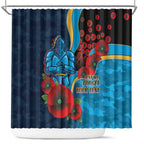 Gold Coast Titans ANZAC Personalised Shower Curtain Lest We Forget Poppy Camo