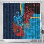 Gold Coast Titans ANZAC Personalised Shower Curtain Lest We Forget Poppy Camo