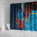 Gold Coast Titans ANZAC Personalised Shower Curtain Lest We Forget Poppy Camo