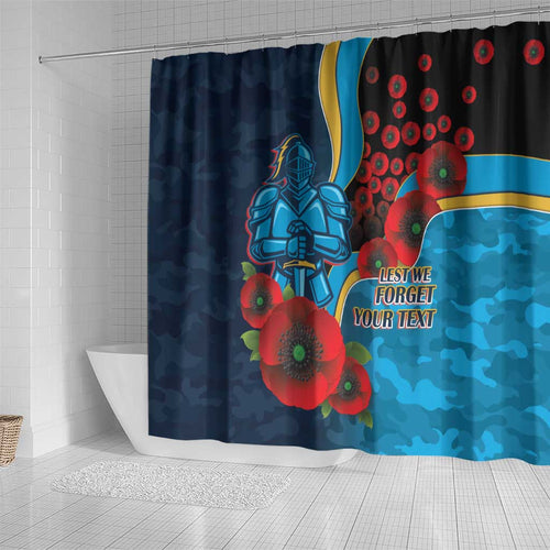 Gold Coast Titans ANZAC Personalised Shower Curtain Lest We Forget Poppy Camo