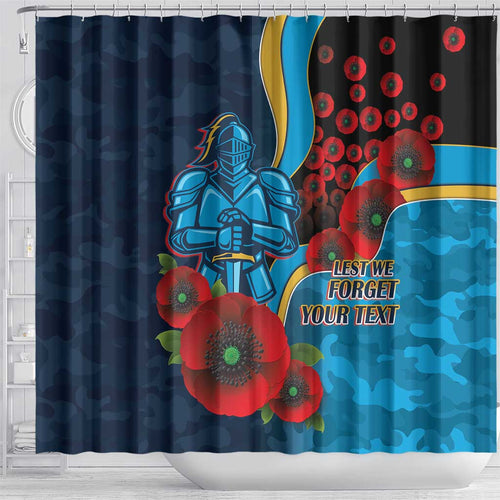 Gold Coast Titans ANZAC Personalised Shower Curtain Lest We Forget Poppy Camo
