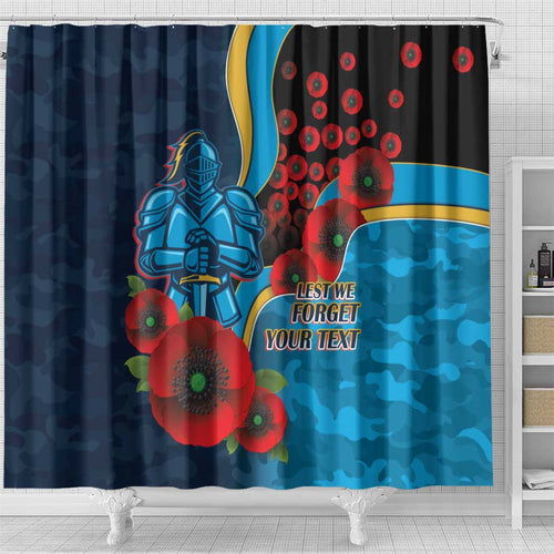 Gold Coast Titans ANZAC Personalised Shower Curtain Lest We Forget Poppy Camo