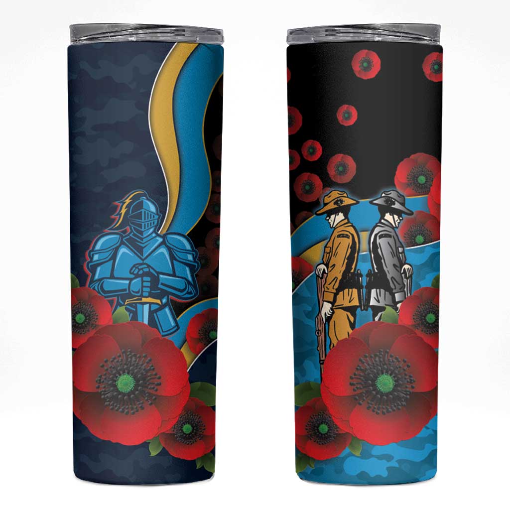 Gold Coast Titans ANZAC Personalised Skinny Tumbler Lest We Forget Poppy Camo