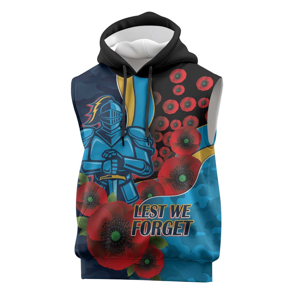 Gold Coast Titans ANZAC Personalised Sleeveless Hoodie Lest We Forget Poppy Camo