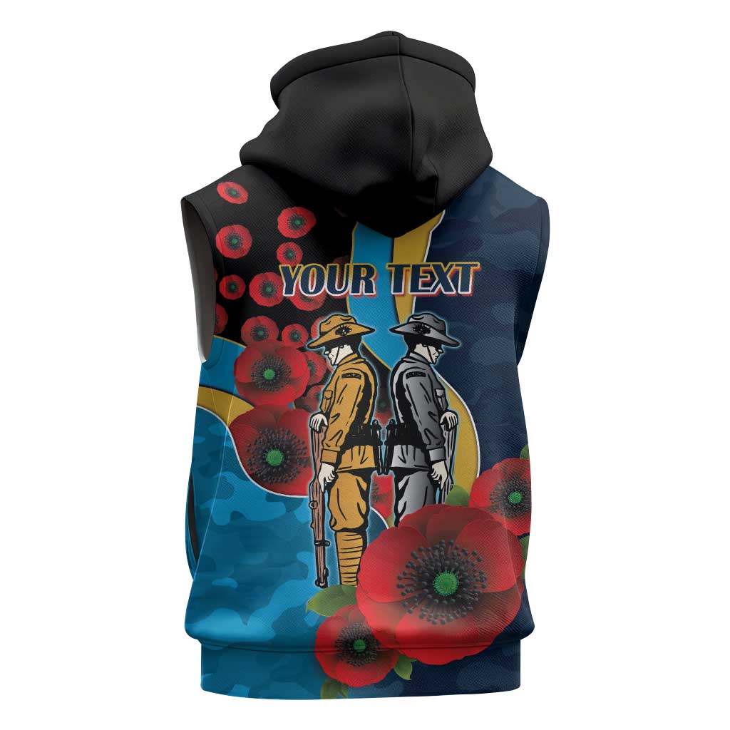 Gold Coast Titans ANZAC Personalised Sleeveless Hoodie Lest We Forget Poppy Camo