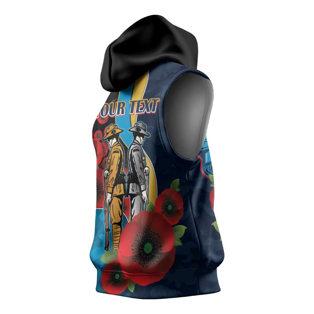 Gold Coast Titans ANZAC Personalised Sleeveless Hoodie Lest We Forget Poppy Camo