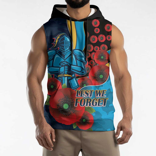 Gold Coast Titans ANZAC Personalised Sleeveless Hoodie Lest We Forget Poppy Camo