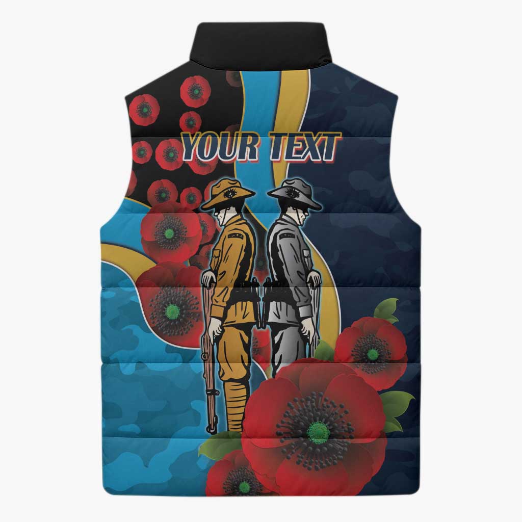Gold Coast Titans ANZAC Personalised Sleeveless Puffer Jacket Lest We Forget Poppy Camo
