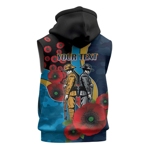 Gold Coast Titans ANZAC Personalised Sleeveless Zip Hoodie Lest We Forget Poppy Camo