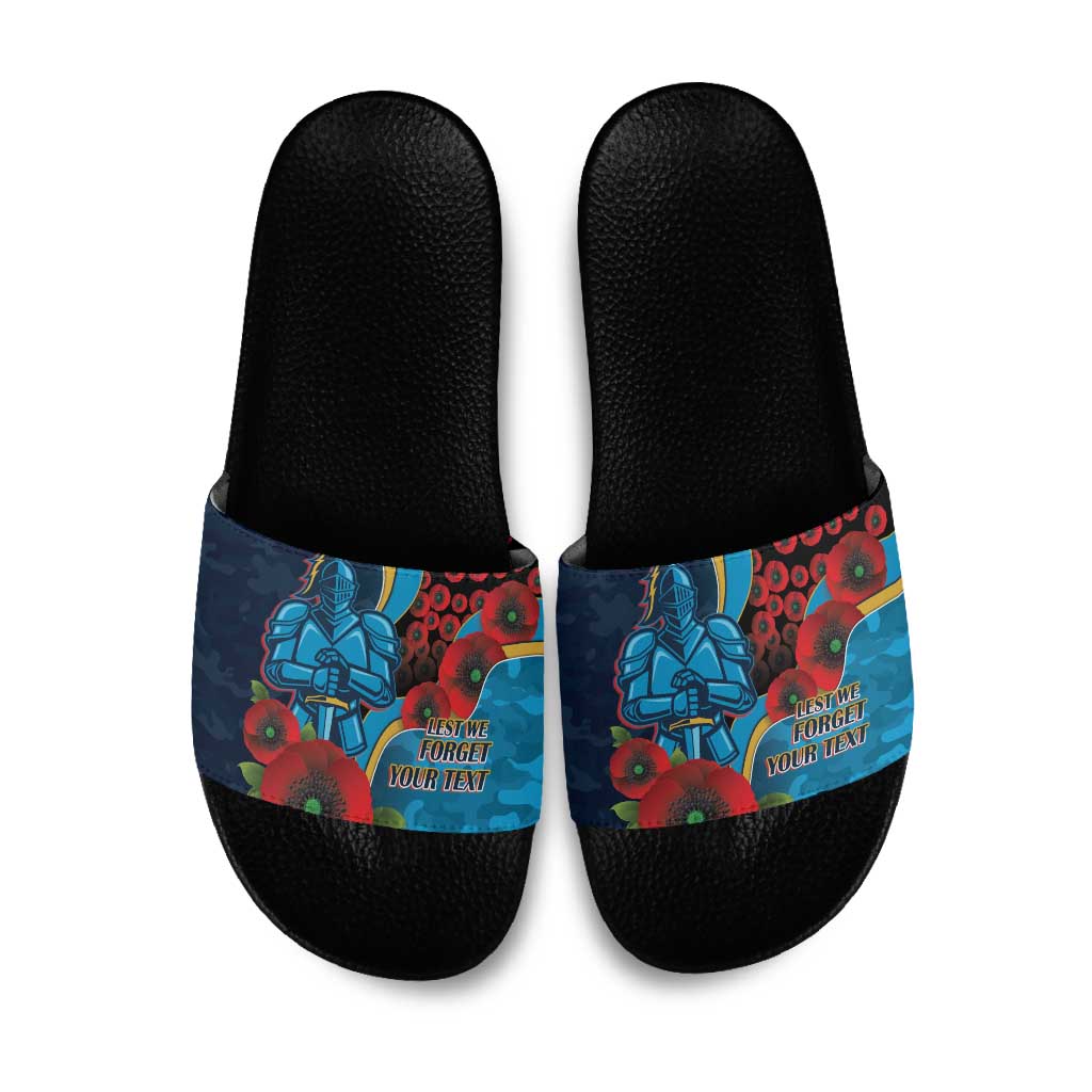 Gold Coast Titans ANZAC Personalised Slide Sandals Lest We Forget Poppy Camo