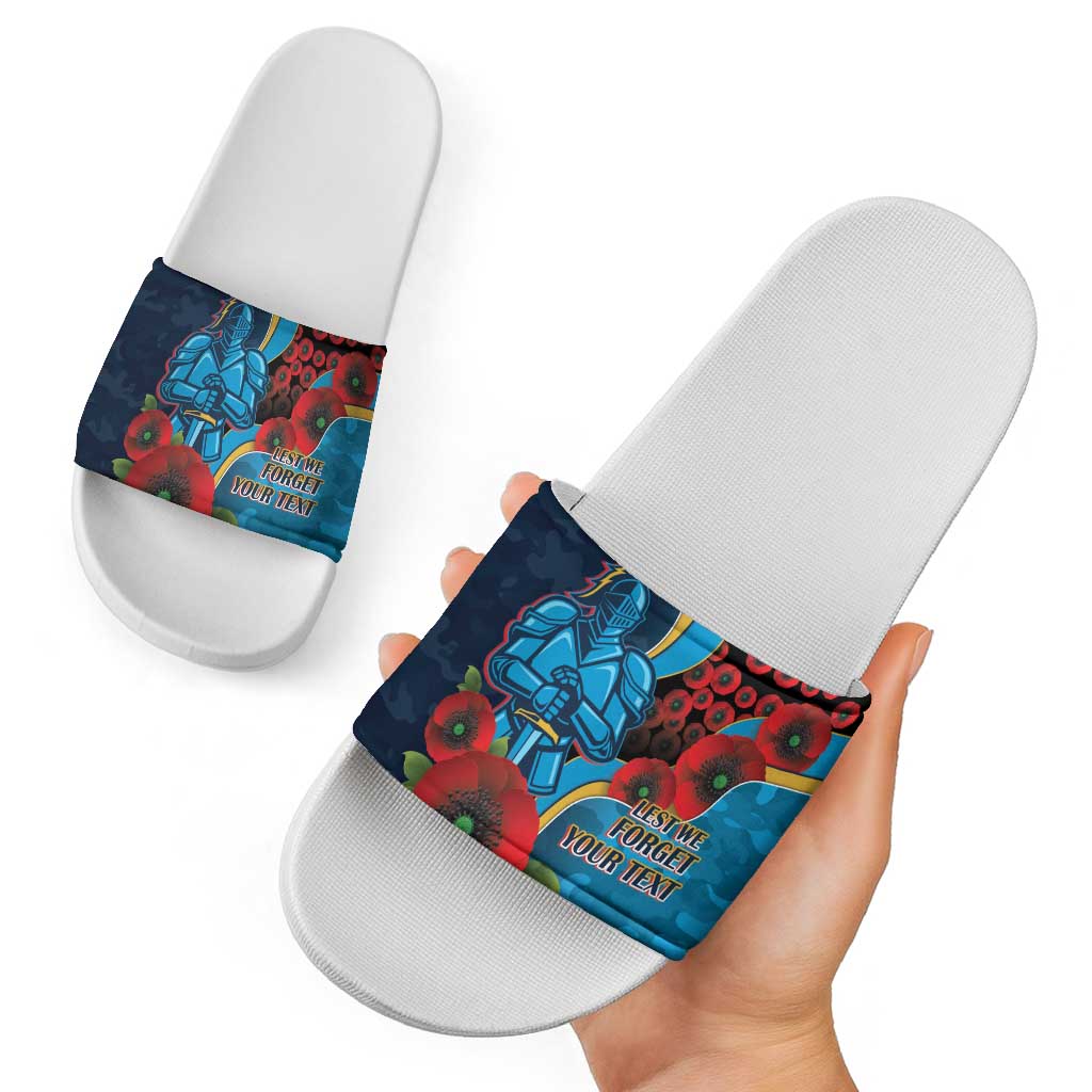 Gold Coast Titans ANZAC Personalised Slide Sandals Lest We Forget Poppy Camo
