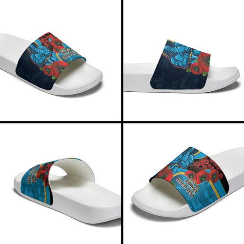 Gold Coast Titans ANZAC Personalised Slide Sandals Lest We Forget Poppy Camo