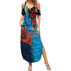 Gold Coast Titans ANZAC Personalised Summer Maxi Dress Lest We Forget Poppy Camo