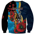 Gold Coast Titans ANZAC Personalised Sweatshirt Lest We Forget Poppy Camo