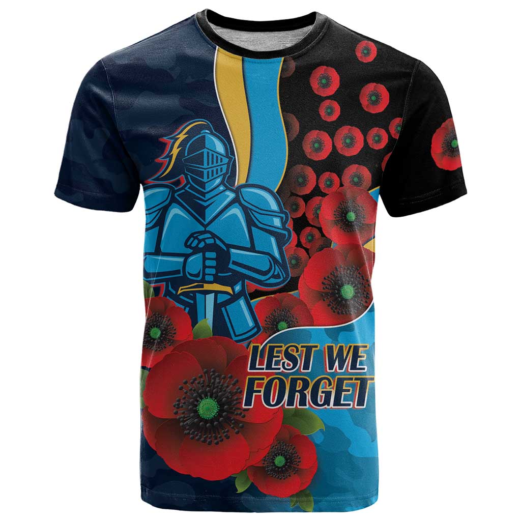 Gold Coast Titans ANZAC Personalised T Shirt Lest We Forget Poppy Camo