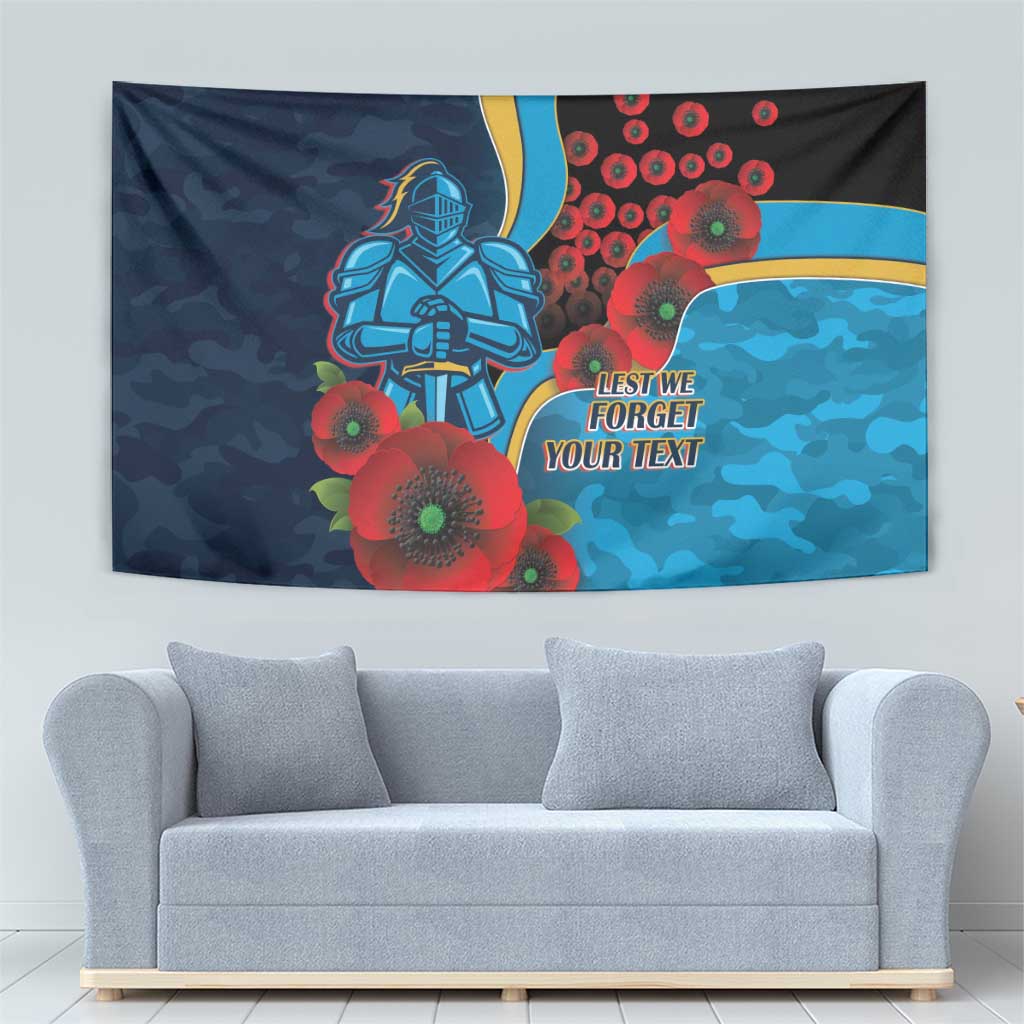 Gold Coast Titans ANZAC Personalised Tapestry Lest We Forget Poppy Camo