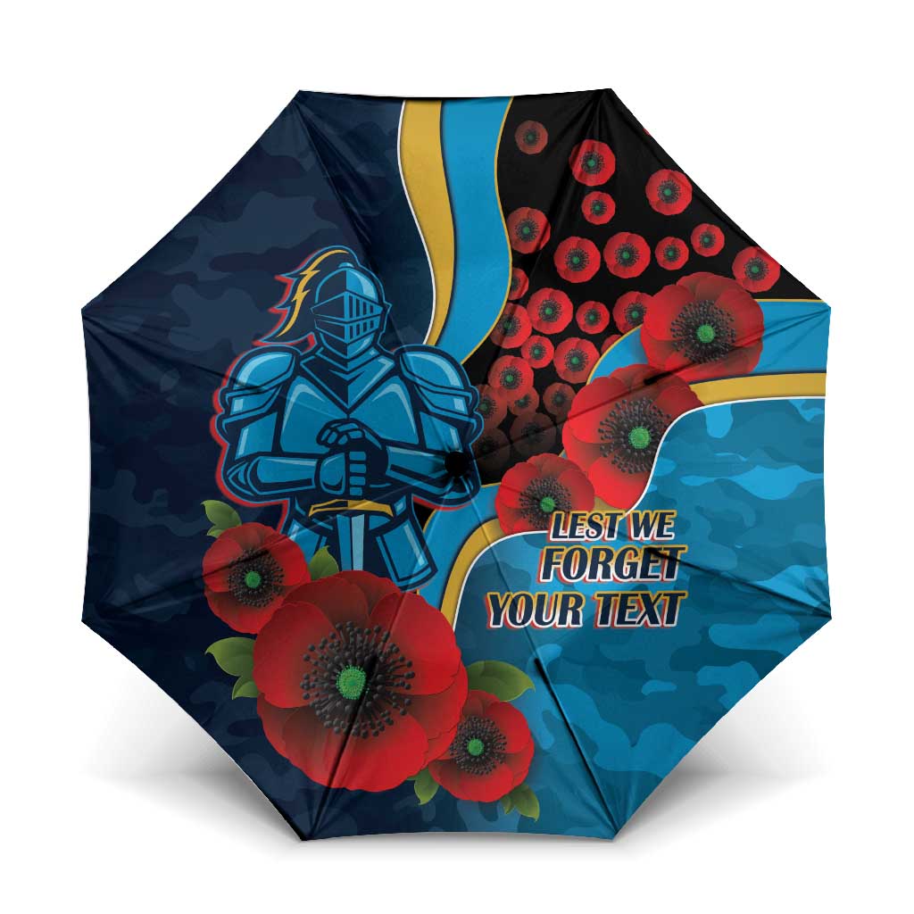 Gold Coast Titans ANZAC Personalised Umbrella Lest We Forget Poppy Camo