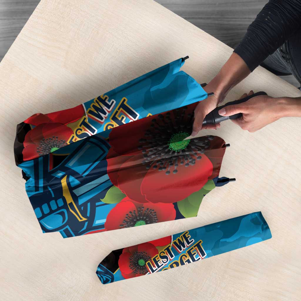 Gold Coast Titans ANZAC Personalised Umbrella Lest We Forget Poppy Camo