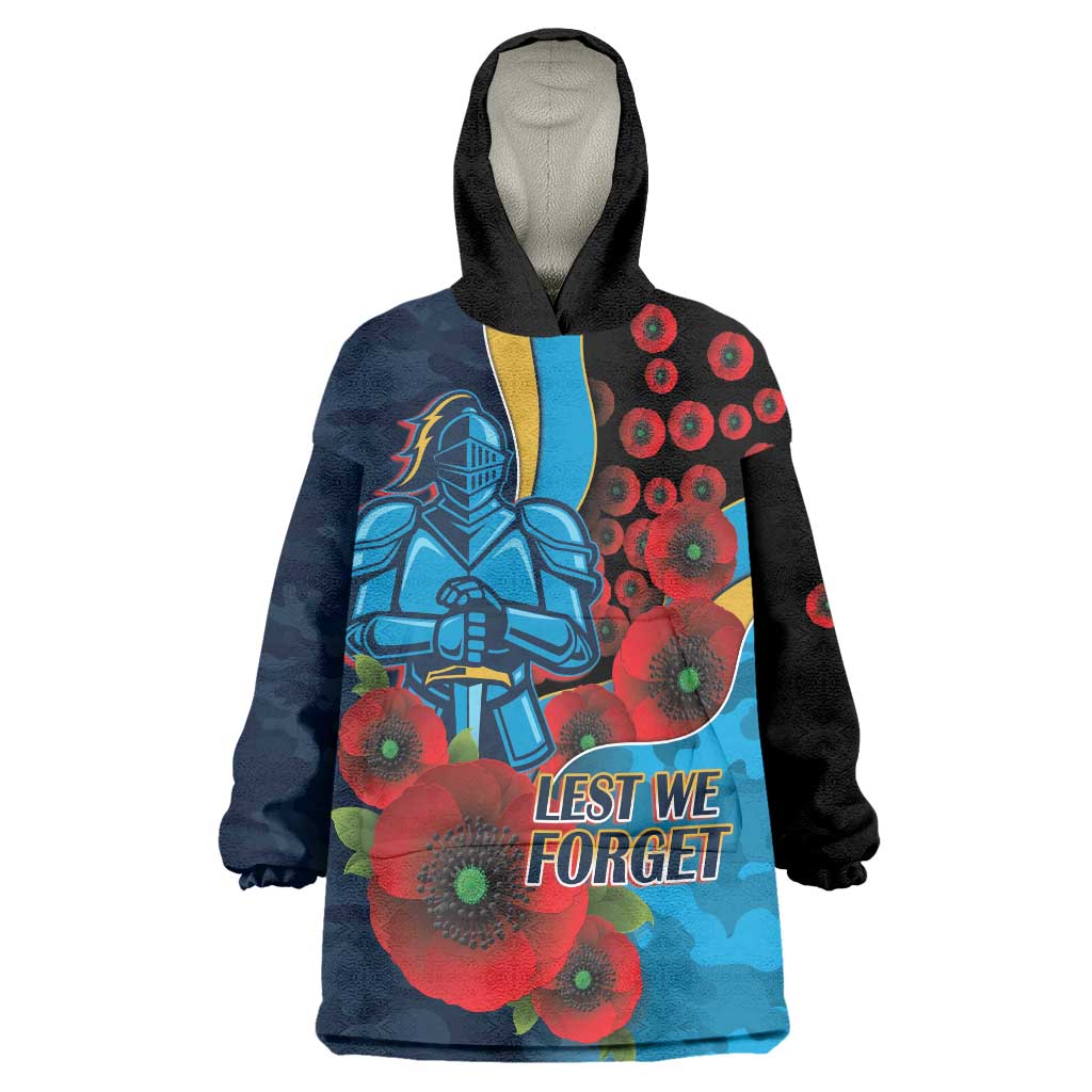 Gold Coast Titans ANZAC Personalised Wearable Blanket Hoodie Lest We Forget Poppy Camo