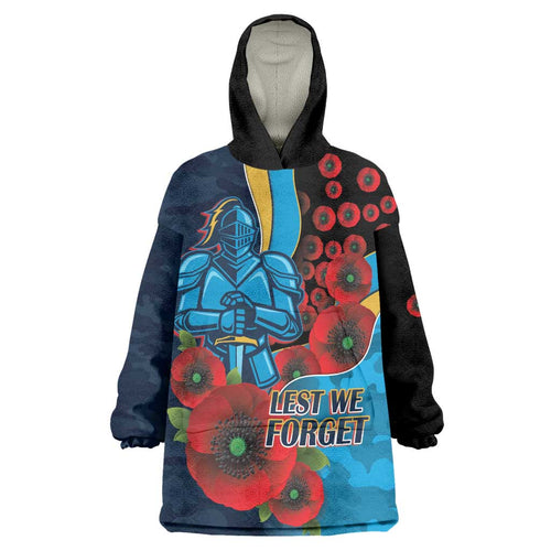 Gold Coast Titans ANZAC Personalised Wearable Blanket Hoodie Lest We Forget Poppy Camo