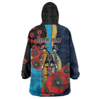 Gold Coast Titans ANZAC Personalised Wearable Blanket Hoodie Lest We Forget Poppy Camo
