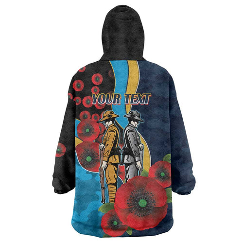 Gold Coast Titans ANZAC Personalised Wearable Blanket Hoodie Lest We Forget Poppy Camo