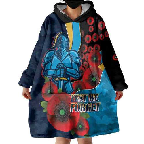 Gold Coast Titans ANZAC Personalised Wearable Blanket Hoodie Lest We Forget Poppy Camo