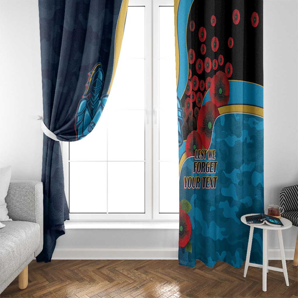 Gold Coast Titans ANZAC Personalised Window Curtain Lest We Forget Poppy Camo